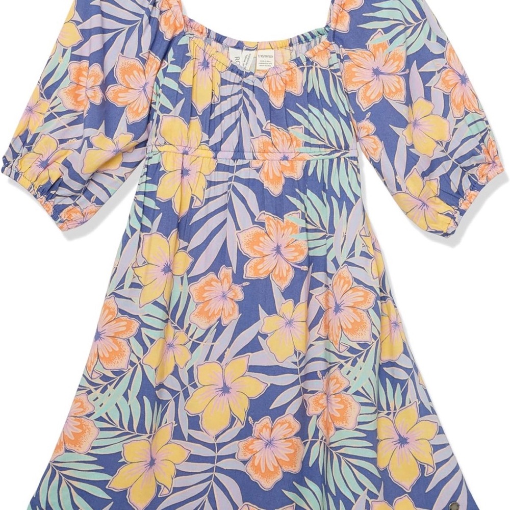 Roxy Girls' Running Nights Dress Girls Floral Hawaiian Dress